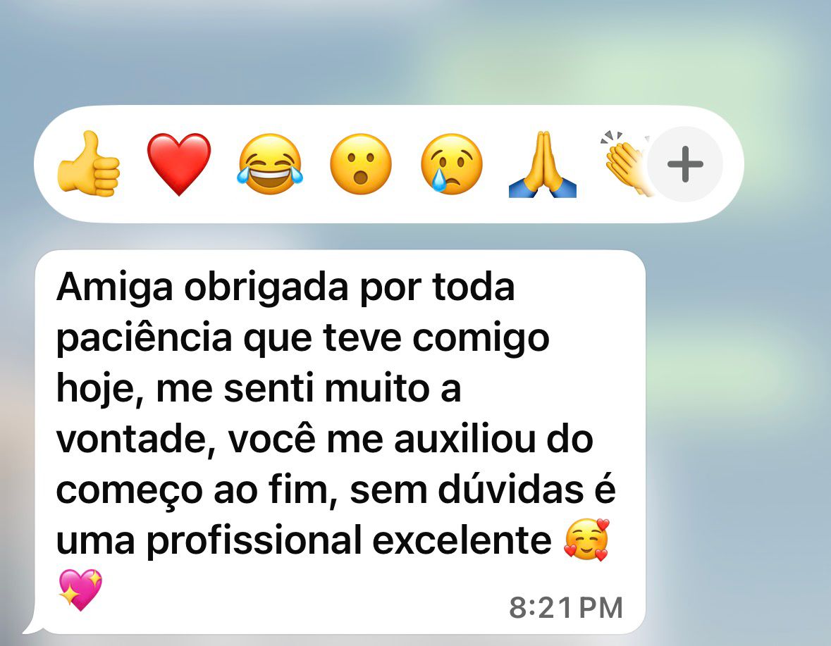 Depoimento real de cliente dizendo que se sentiu à vontade e recebeu auxílio do começo ao fim